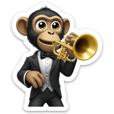 Monkey in a suit playing a trumpet sticker