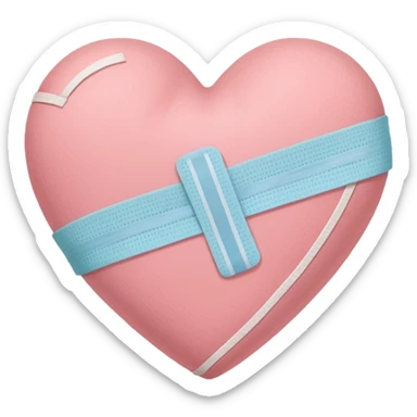 A minimalist pastel illustration of a heart with a bandage, inspired by the ❤️‍🩹 emoji. Soft pastel colors — dusty pink sticker