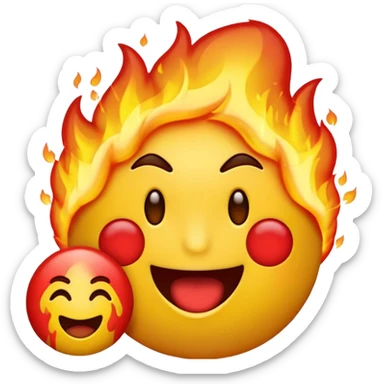 Crée moi un emoji qui crache du feu par la bouche et qui est en colère avec le front tout rouge et les emoji normal jaune là tout rond sticker