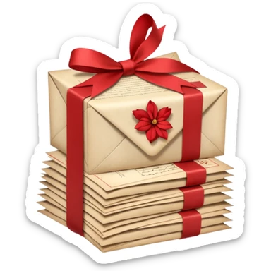 A beautifully arranged Stack of aged letters, tied with a red ribbon, envelopes, corespondence, aesthetic, red petals around, mail sticker