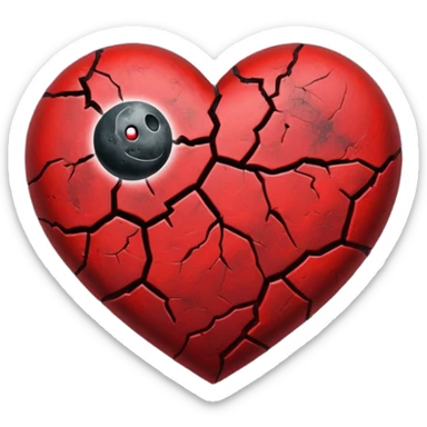 heart with a dark moon and grunge texture sticker