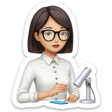 asian female clothing designer, designing kpop clothing on a headless mannequin sticker