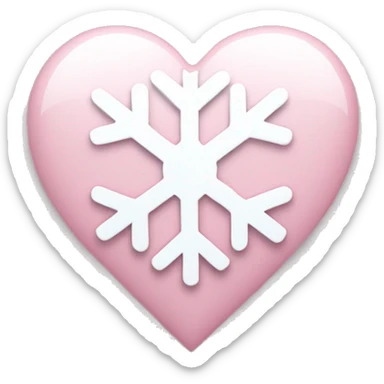 Light pink heart with white snowflake  sticker