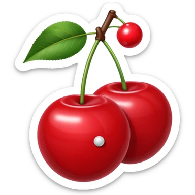 cherries, a bow wrapped around the stem. one of the two cherries had an eight ball design and one has a club on it  sticker
