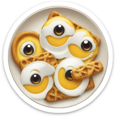 Emoji of eager eyes peering at a plate full of tasty treats sticker
