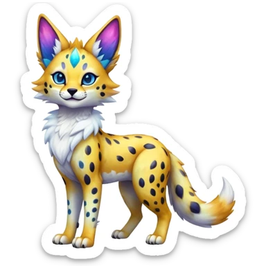 Cute Kawaii Epic Colorful Nebula Sergal-Serval-Vernid full body sticker