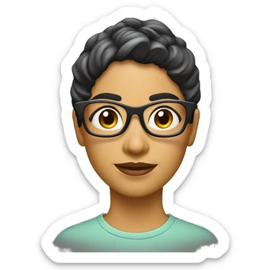 diseñadora grafica pelinegra lisa corta y con gafas sticker