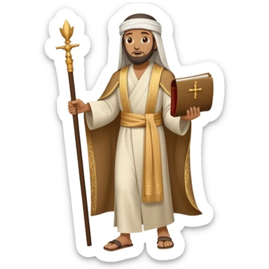 fullbody Pharisee, walking, holding a scroll, traditional attire sticker