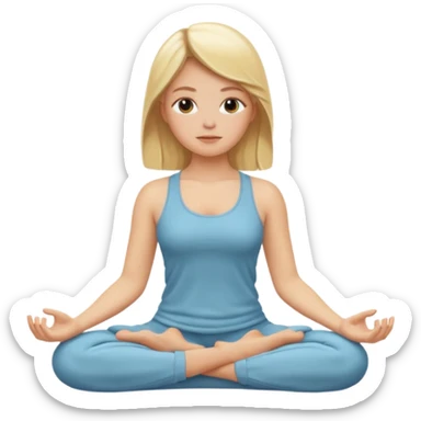 blonde white girl baddie emoji meditating, apple style sticker