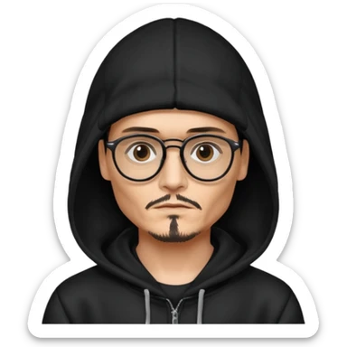 glassed johnyy depp with black hoodie sticker
