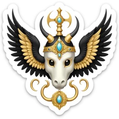 holy saint emblem with black wings with horn sticker
