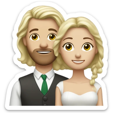 Mann mit braunen Haaren und Bart heiratet blonde Frau mit grünen Augen  sticker
