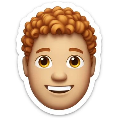 Bading redish curly few hair guy with corners in the hair chubby smiling sticker