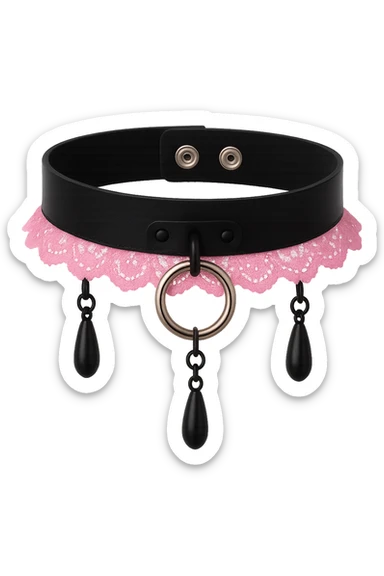 BLACKPINK-inspired gothic choker , no hearts, black and pink, cute, remove background sticker