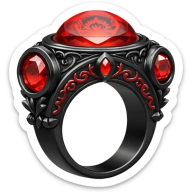 iOS sticker, dark fantasy ring, black metal, red inner glow, minimal sticker