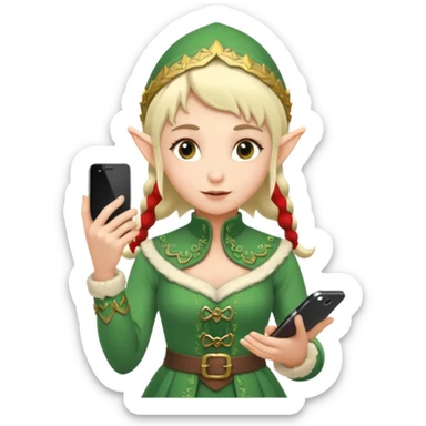 elf with russia custome dress and smartphone sticker