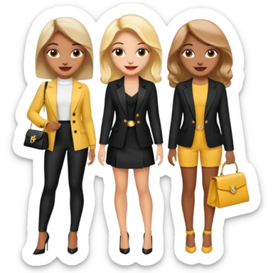 Glam girls in a group of 3 friends  sticker