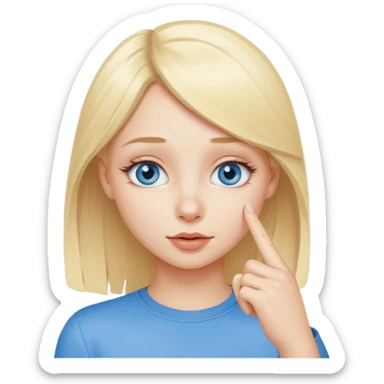 put a finger on the tip of the nose!! but In a cute way, bye a blond girl with blue yes  sticker