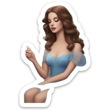 Lana Del Rey casting a spell com um vestido transparente azul cintilante tomara que caia sticker