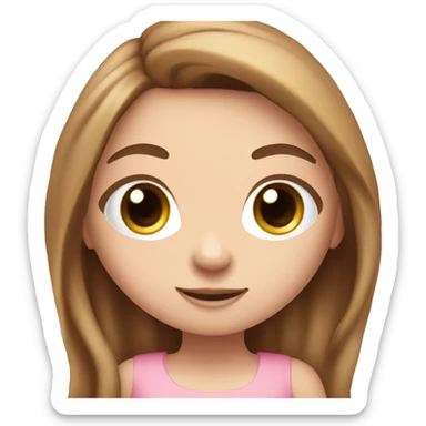 cute white girl, with long eyelashes, with long brown hair, in pink dress and camera in her hands sticker