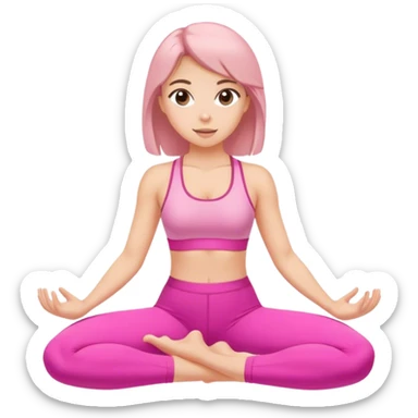 White brown haired girl in a pink workout set doing Pilates sticker