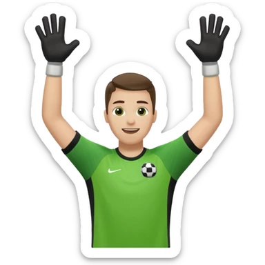 soccer goalkeeper wearing a green shirt, shorts, socks and football boots, with arms raised sticker