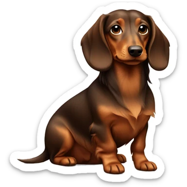 Long hair brown dachund sticker