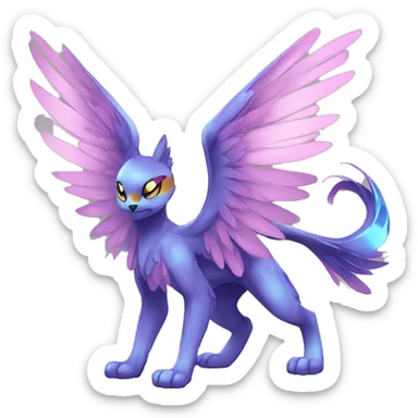 Anthro Sona Cool Edgy Cute Beautiful Colorful Shy Winged Shiny Fakemon-Fantasy-Creature Full Body sticker