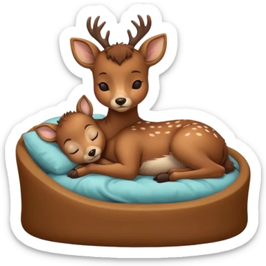 Baby Deer Sleeping in Bed sticker