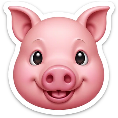 Cinematic Comical Pig Portrait Emoji, Head tilted dramatically with an exaggeratedly amused expression, featuring a striking rosy-pink hide with a playful snout and wide, expressive eyes filled with playful disbelief, Simplified yet hilariously expressive features, highly detailed, glowing with a slightly sassy glow, high shine, dramatic yet playful, stylized with an air of cheeky mischief, bright and endearing, soft glowing outline, capturing the essence of a spirited and over-the-top pig, so meme-worthy it feels like it could oink its way into internet fame instantly! sticker