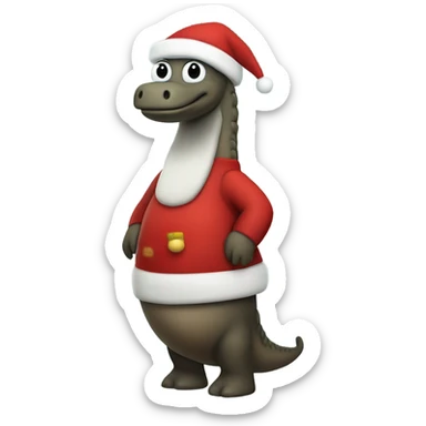Loch Ness Monster dressed as Santa Claus  sticker