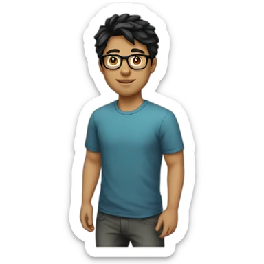 23 year old man, glasses black hair, coding sticker