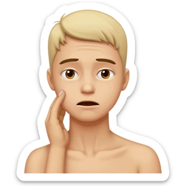 a person having a neck strain, and touching his neck (in pain) sticker