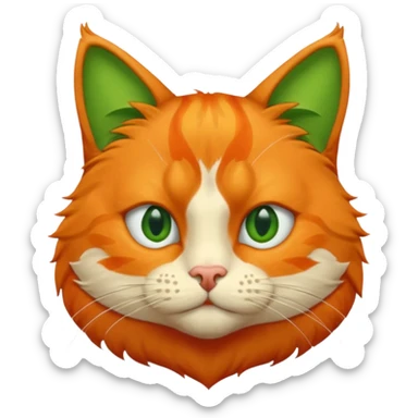 try orange cat missing his right eye and has a green left eye, with an orange patch of fur near his nose sticker