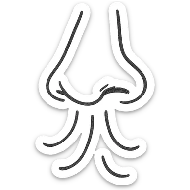 hand drawn outlined icon of a nose breathing, sketch style sticker