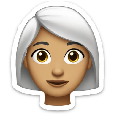 Chica de pelo negro, piel blanca, cara redonda, ojos achinados y cachetes sticker