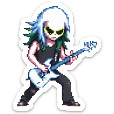 heavy metal concert, headbanging, electric guitar solo sticker