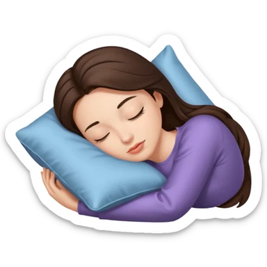 Emoji sleeping beauty brunette white girl with a silk pillow sticker