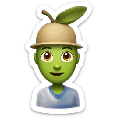 an olive with an olive hat on head sticker