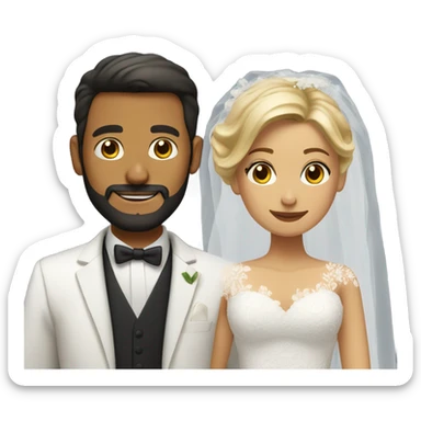 Puerto rican beard boy and blonde girl getting married  sticker