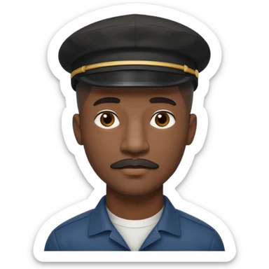 a tall dark hansome black man shaved head thin mustash with compton cap sticker