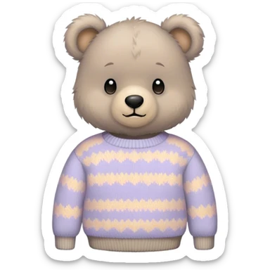 
gray teddy bear in a pastel sweater sticker