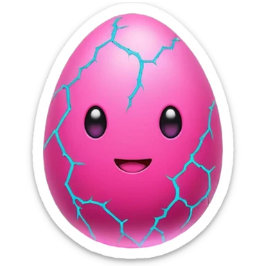 cute pink egg with glowing neon cracks, red and pink energy inside, small smoke, magical aura, kawaii epic style, bold outline, transparent background, twitch emote sticker