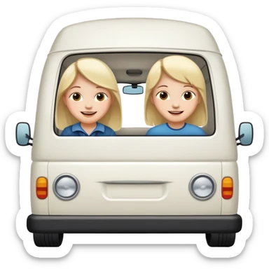 Camionnette blanche avec des enfants dedans sticker