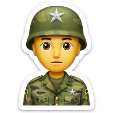 A soldier that there face is camouflage like the army uniform sticker