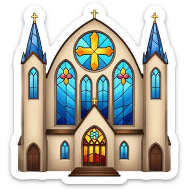 church with stained glass sticker