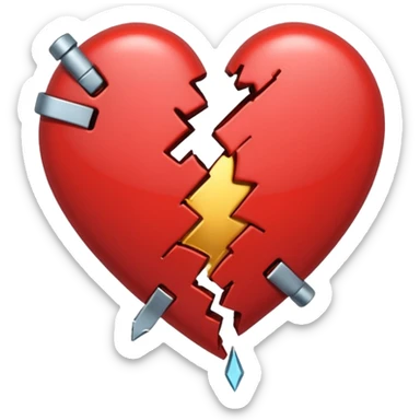 broken heart sticked together (divorce) with a clip sticker