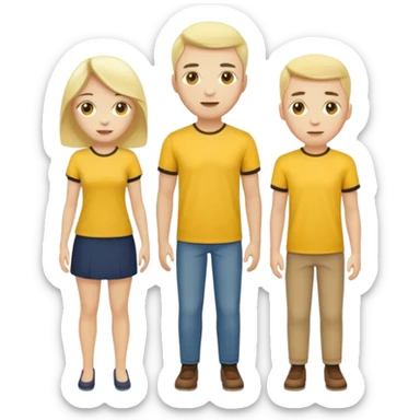 emoji cuatro personas cuerpo completo hombres y mujeres con camisa amarilla sticker