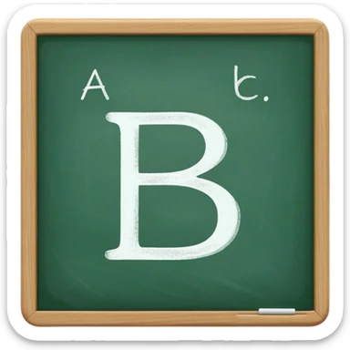 A flat-style illustration of a green chalkboard with “A B C” written on it in white chalk, representing early secondary school learning. Clean, minimal, cartoon style, white background, iOS emoji aesthetic. sticker