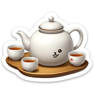 Chinese tea set with small teapot and cups for Kung Fu tea ceremony, emoji style sticker